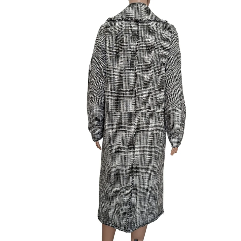 Free People Menswear Plaid Tweed Coat maxi Houndstooth